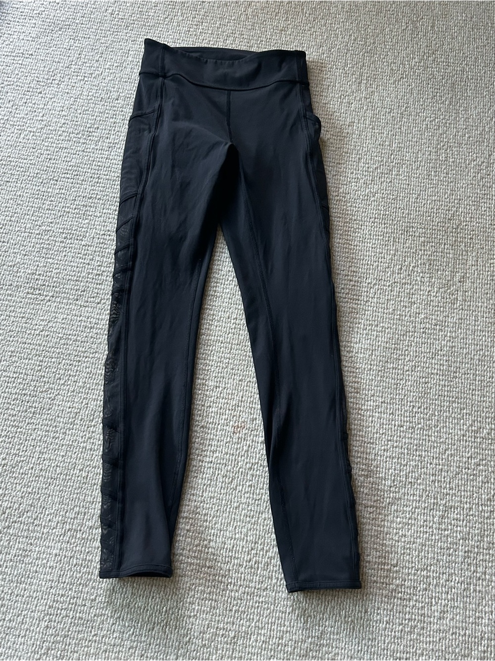 lululemon athletica Black Kids Leggings with Mesh Side Panels